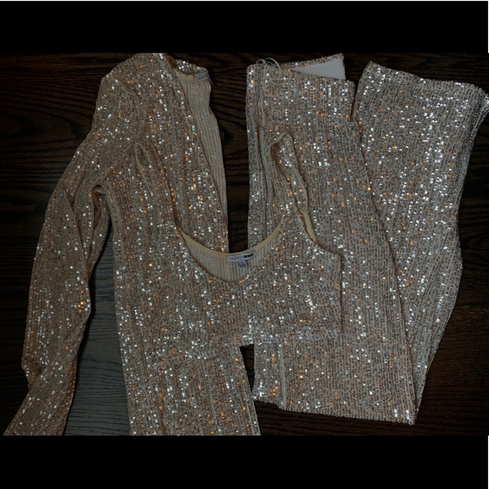 3 piece silver sparkle Fashion Nova set